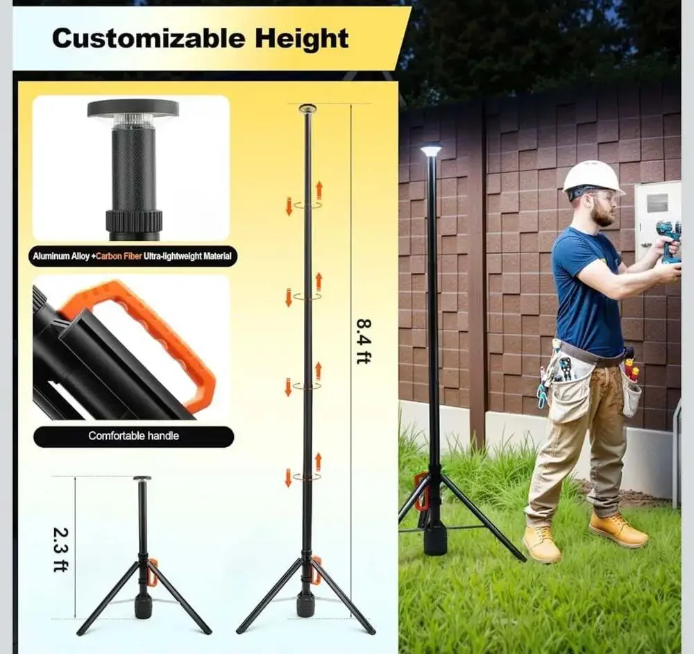 SYLSTAR 360-Degree Rechargeable LED Work Light with Telescopic Stand and Remote